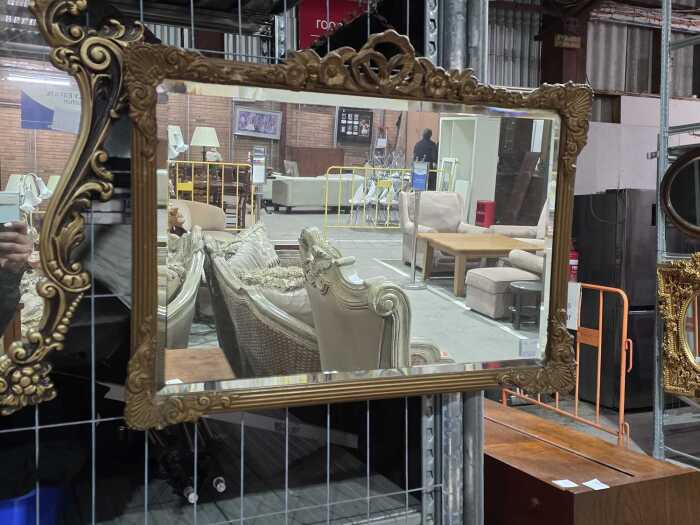 Gilt frame bevelled edge wall mirror