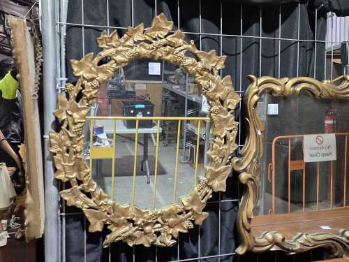 Carved timber gilt mirror with ivy design