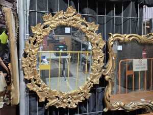 Carved timber gilt mirror with ivy design