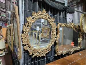 Carved timber gilt mirror with ivy design - 3