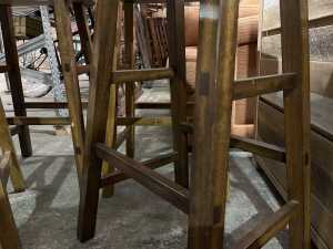 Four hardwood saddle style counter chairs - 4
