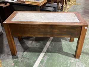 Marble top solid timber hall table