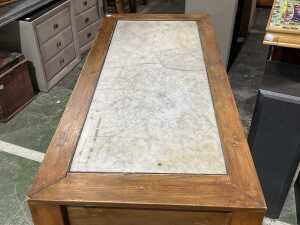 Marble top solid timber hall table - 2