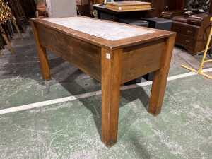 Marble top solid timber hall table - 3