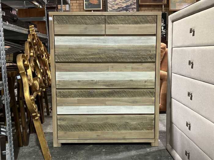 Shabby Chiq modern chest of six drawers
