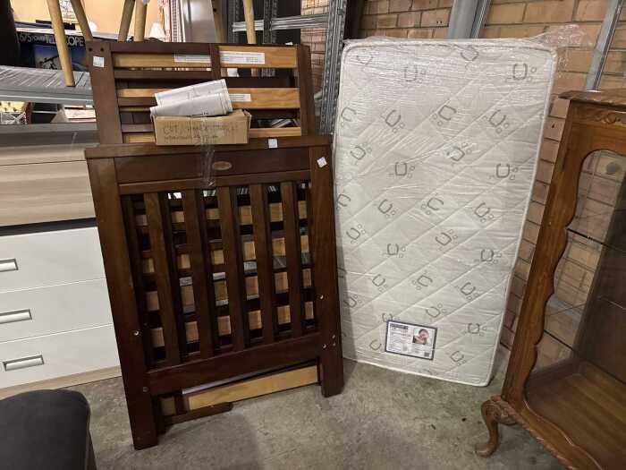 Mothercraft Avoca timber cot with mattress