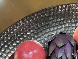 Copper tone ceramic centrepiece bowl with hammered design - 2