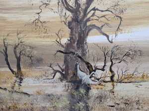 G. Friedrich, (Herons in wetland), acrylic painting on board - 2