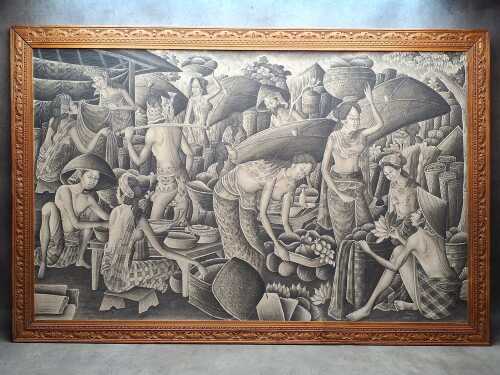 Balinese ink wash painting on cloth