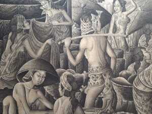 Balinese ink wash painting on cloth - 2
