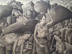 Balinese ink wash painting on cloth - 3