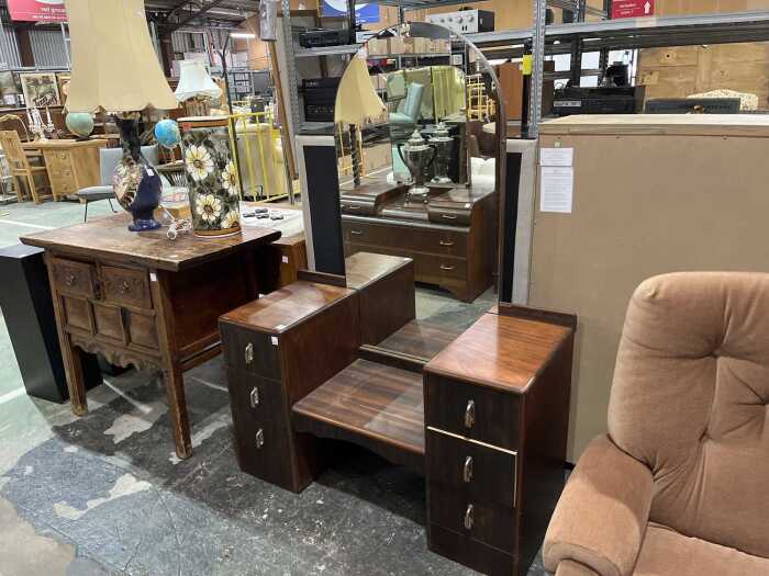 Art Deco style mirror back timber dresser