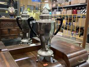 Antique nickel-plated coffee urn