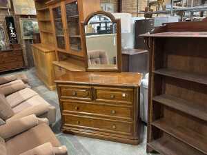 Mirror back timber dresser
