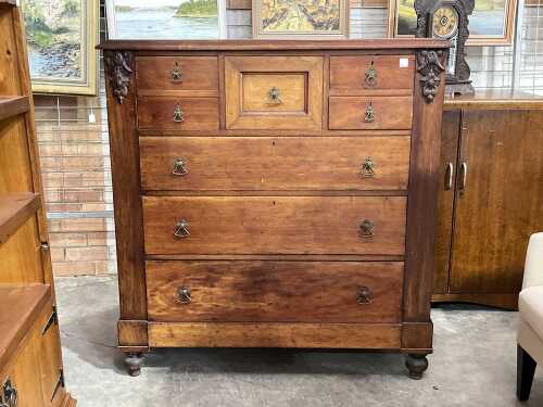 Antique late 19th-century Australian cedar chest of six drawers