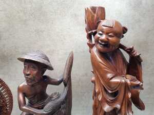 Four decorative hand-carved timber figures - 2