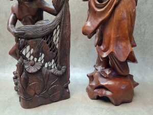 Four decorative hand-carved timber figures - 3