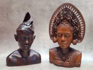 Four decorative hand-carved timber figures - 4