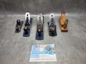 Five hand planes, including Stanley No. 4.5