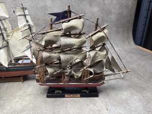 Three timber model ships - 2