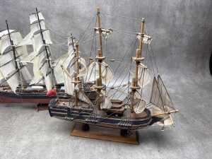Three timber model ships - 3