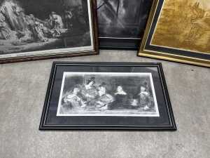 Four framed monochrome artworks - 2