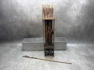 Collection of arrows with metal tips and feather fletches