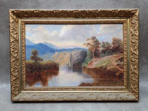 Artist unknown, landscape. Antique oil painting on board