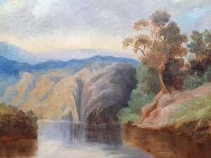 Artist unknown, landscape. Antique oil painting on board - 2