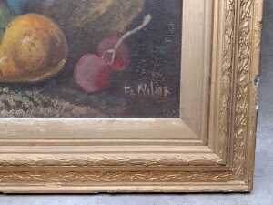 T. Willox, still life of fruit. Antique oil painting on board - 3