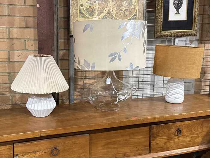 Three table lamps