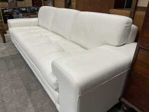 Contemporary white leather three-seater sofa - 2
