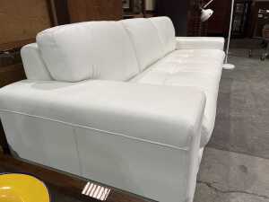 Contemporary white leather three-seater sofa - 3