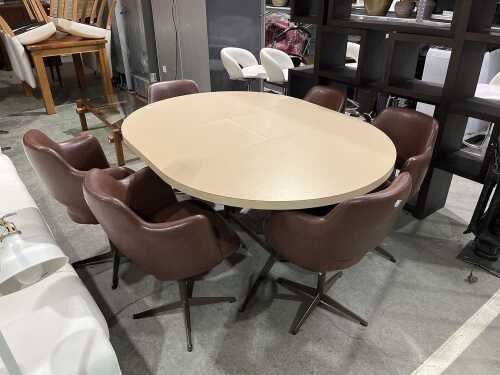 Mid-century modern Kendall seven-piece dining suite