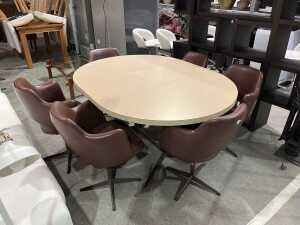 Mid-century modern Kendall seven-piece dining suite