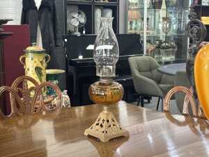 Antique Miller kerosene lamp