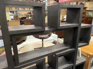 Modern timber four-piece modular shelving unit - 2