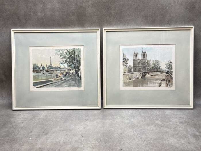 Pair of Herbelot (French, working 1950s) hand-coloured editioned prints