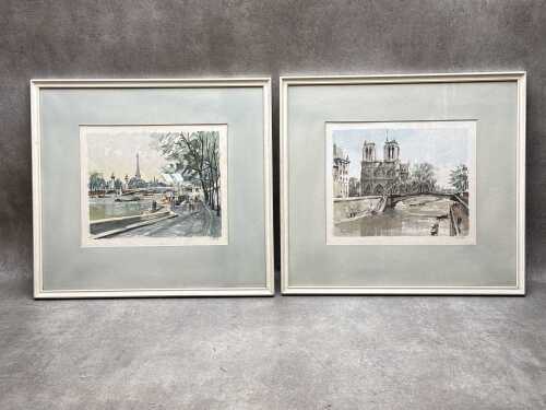 Pair of Herbelot (French, working 1950s) hand-coloured editioned prints