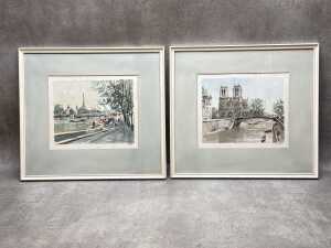 Pair of Herbelot (French, working 1950s) hand-coloured editioned prints