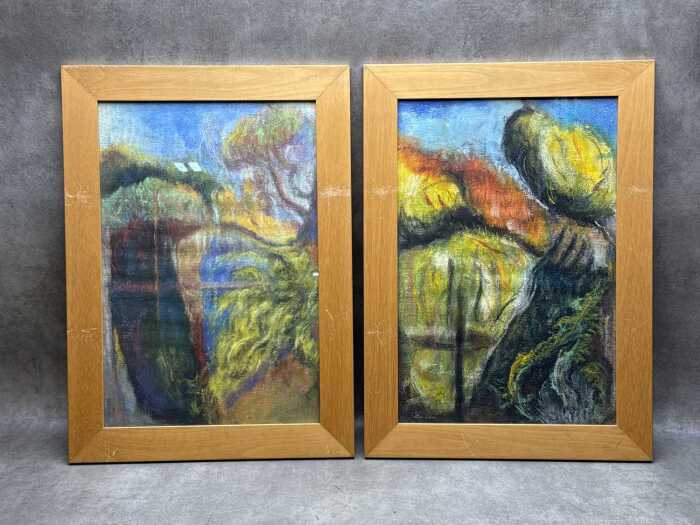 Peter Caddy (working 1970s-80s), (Landscape), two pastel drawings on paper, 1985
