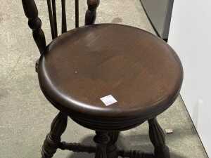 Antique timber piano stool - 3