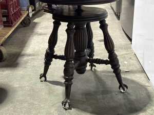 Antique timber piano stool - 4