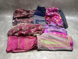 Lengths of silk fabric, assorted colours