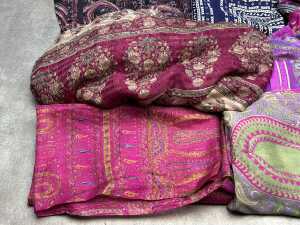Lengths of silk fabric, assorted colours - 4