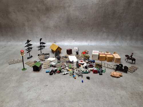Collection of vintage die-cast accessories and toys