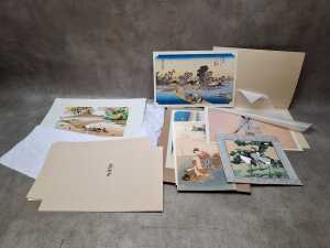 Assorted unframed Asian artworks, mostly Japanese woodblock prints - 2