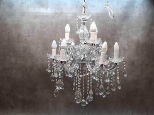 Vintage crystal chandelier with nine radiating arms
