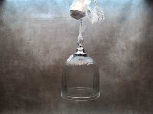 Karmy pendant light with silver top and clear glass shade