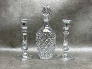 Cut crystal decanters and a pair of candlesticks - 3
